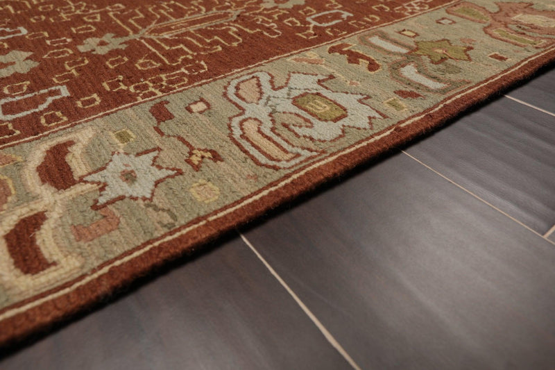 3'10" x 5'10" Hand Knotted Wool Reversible Panel Area Rug Brown