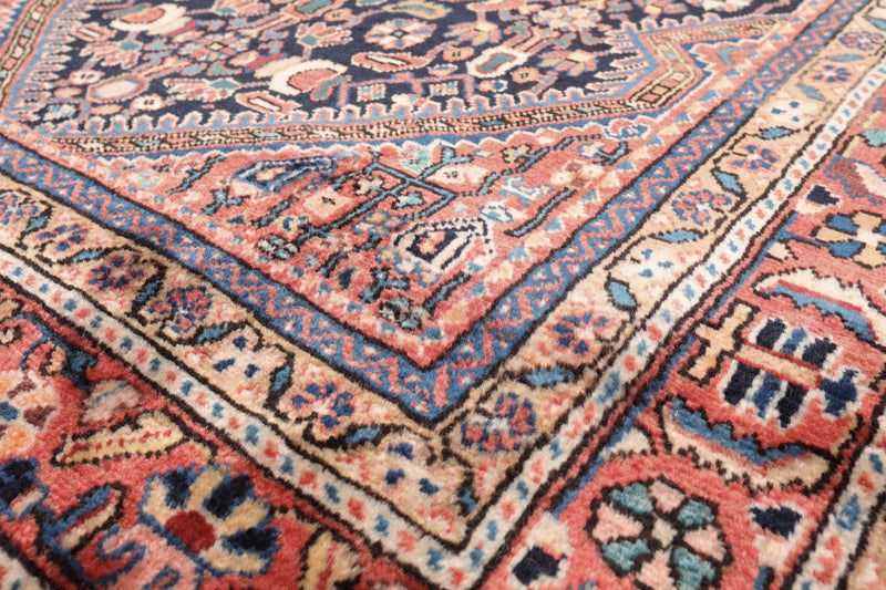 4'7" x 11'2" Hand Knotted Traditional 100% Wool Runner Oriental Area Rug Navy