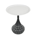 Accent Metal Coffee Table, Pedestal Table for Living Room, Hand-Hammered Texture, White+Black by HouseOfZazla