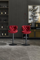 Set of 2 Bar Stools with Powder Footrest and Base