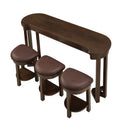 4 Piece Bar Table Set with3 PU Upholstered Bar Stools, Breakfast Table with 3 Padded Stools Solid Wood Counter Height Dining Table Set for Living Room, Dining Room. Espresso by Montret