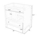 30" Bathroom Vanity Base Only, Solid Wood Frame, Bathroom Storage Cabinet with Doors and Drawers, Brown
