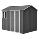 8'x6' Large Steel Storage Shed with Window, Lockable Doors & Sloped Roof, Heavy Duty Outdoor Tool Shed for Garden, Patio, Backyard, Lawn - Dark Gray by Montret