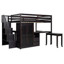 Loft Bed With Stairs, Bookshelf, Drawers, Desk & Wardrobe, Space Saving Multifunctional Furniture by HouseOfZazla