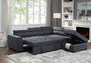 Haris - Sleeper Sofa Sectional With Adjustable Headrest And Storage Ottoman - Dark Gray by HouseOfZazla
