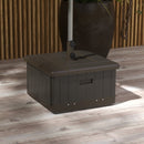 3-in-1 Outdoor Umbrella Base, Coffee End Table, Flower Box Planter with Drain Hole, 175 lbs. Capacity Fillable Patio Umbrella Stand Table with Wheels and Handles, Brown