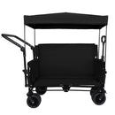 Folding Wagon Cart with Bench Seat & Canopy, 500lbs Capacity