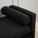 Elegant Upholstered Bench, Daybed, Ottoman With Wood Legs & 2 Bolster Pillows - Black Boucle by HouseOfZazla