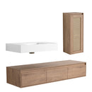 Modern Imitative Wall Mounted Bathroom Vanity With Resin Sink And Side Cabinet by HouseOfZazla