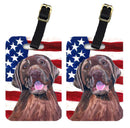 USA American Flag with Labrador Luggage Tag