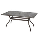 Celestine Outdoor Cast Aluminum Dining Table with Floral Lattice Design and Umbrella Holder by HouseOfZazla