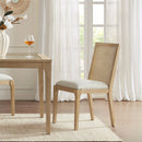 Dining Chair With Synthetic Cane Back And Upholstered Seat (Set of 2) - Natural by HouseOfZazla