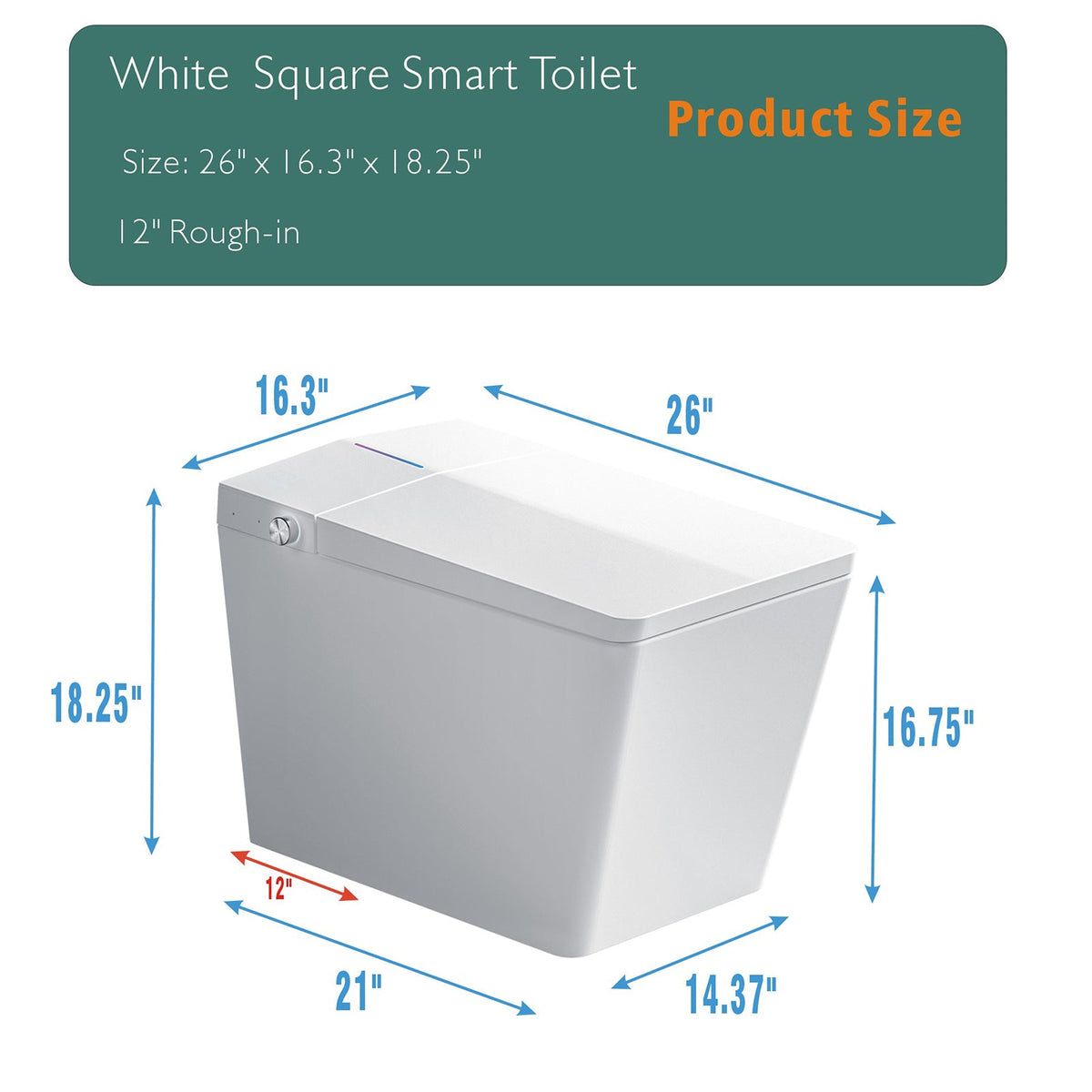 Square Smart Toilet with Built-in Tank for Modern Bathroom, photo 9 of 10