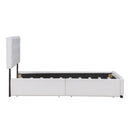 Upholstered Platform Bed With Classic Headboard And Drawers, No Box Spring Needed by HouseOfZazla
