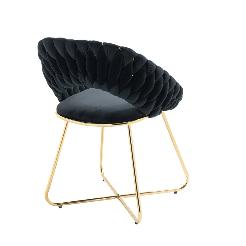 Accent Chairs Set of 2, Velvet Side Chairs with Gold Legs, Mid-Century Upholstered Dining Chairs for Living Room, Kitchen, Bedroom, Beauty Room