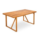 7 Pieces Acacia Wood Outdoor Dining Set with Blue Cushions