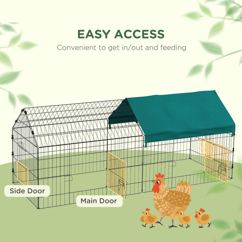 73" Small Animal Playpen, Pet Playpen Yard Fence for Rabbits, Chicken, Chinchillas with Roof for Indoor & Outdoor, Green