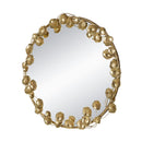 Round Metal Wall Mirror With en Leaf Accents, Modern Decor Mirror For Living Room Entryway Hallway - Gold by HouseOfZazla