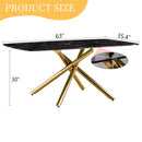 Luxurious Marble Patterned Dining Table With Metal Fork Legs by HouseOfZazla
