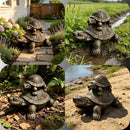 Vintage Bronze Stacked Turtle Statue