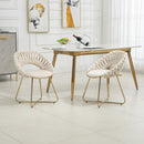 Accent Chairs Set of 2, Velvet Side Chairs with Gold Legs, Mid-Century Upholstered Dining Chairs for Living Room, Kitchen, Bedroom, Beauty Room