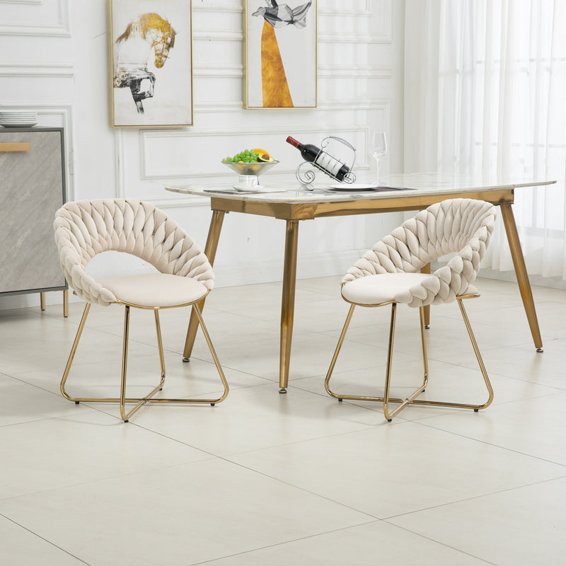 Accent Chairs Set of 2, Velvet Side Chairs with Gold Legs, Mid-Century Upholstered Dining Chairs for Living Room, Kitchen, Bedroom, Beauty Room