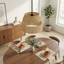 Essence - Single Lights Pendant With Shade - Black / Rattan by HouseOfZazla