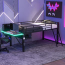 Modern Gaming Mid Loft Bed With Desk And LED Lights by Unique Piece Furniture