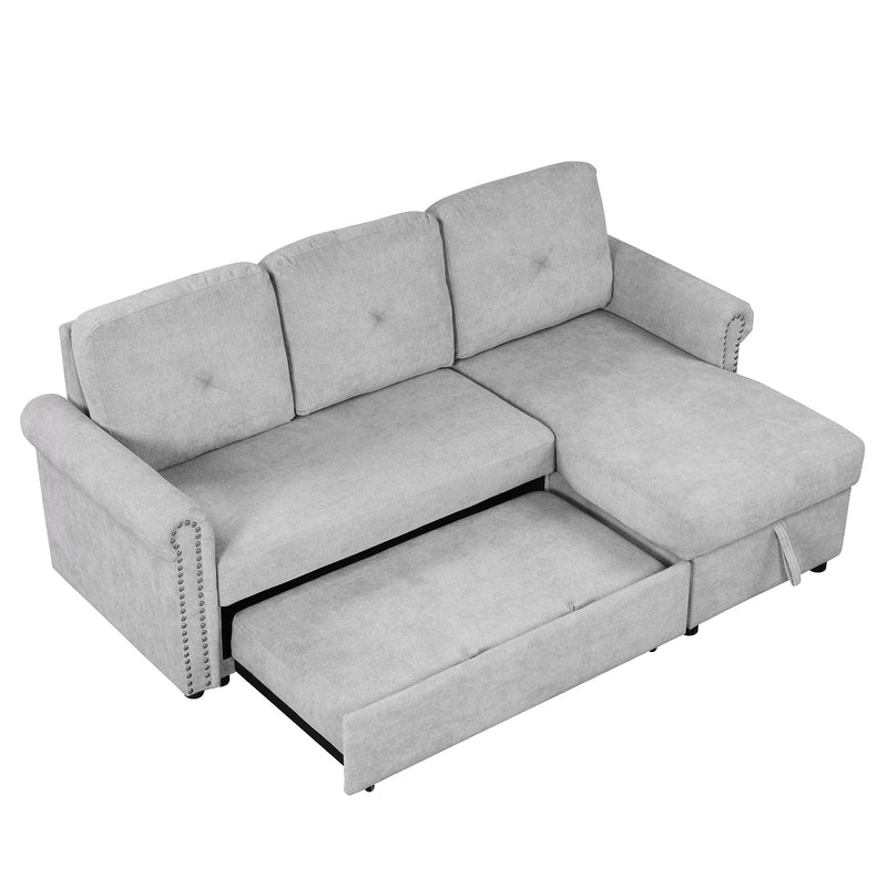 83" Modern Convertible Sleeper Sofa Bed with Storage Chaise,Gray
