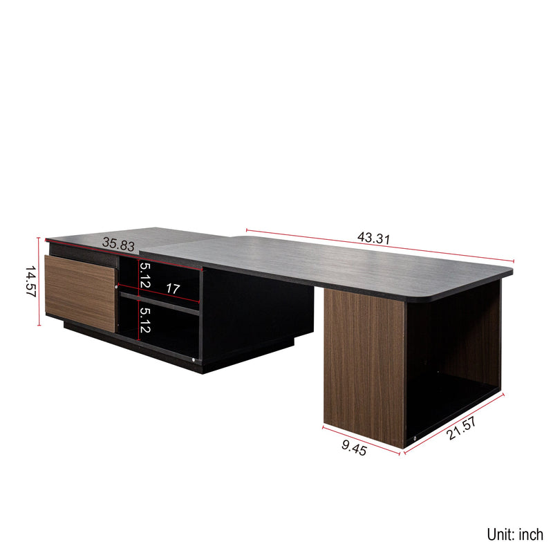 Extendable Coffee Table with 2 Storage Drawers, photo 7 of 10