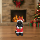 Festive Black Poodle Christmas Statue