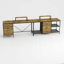 Industrial L Shaped Desk With Power Hub With 6 Drawers And Adjustable Monitor Stands - Brown by Unique Piece Furniture