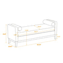 Elegant Upholstered Bench, Daybed, Ottoman With Wood Legs & Bolster Pillows - Ivory Boucle