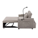 55.9" Convertible Sofa Bed Loveseat Sofa with Three USB Ports, Two Side Pockets, Two Cup Holders and 360Swivel Phone Holder for Living Room, Light Grey