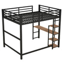 Loft Bed With Built In Desk And Storage Shelves, Full Size - Black by HouseOfZazla