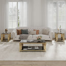 Square End Table With Tempered Glass Top For Living Room
