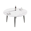 Modern Man-Made Stone Round Metal Dining Table-Position For 6 People by HouseOfZazla