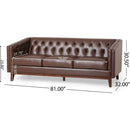 81" PU Sofa,Tufted Back,Solid Wood legs,Living Room and Study
