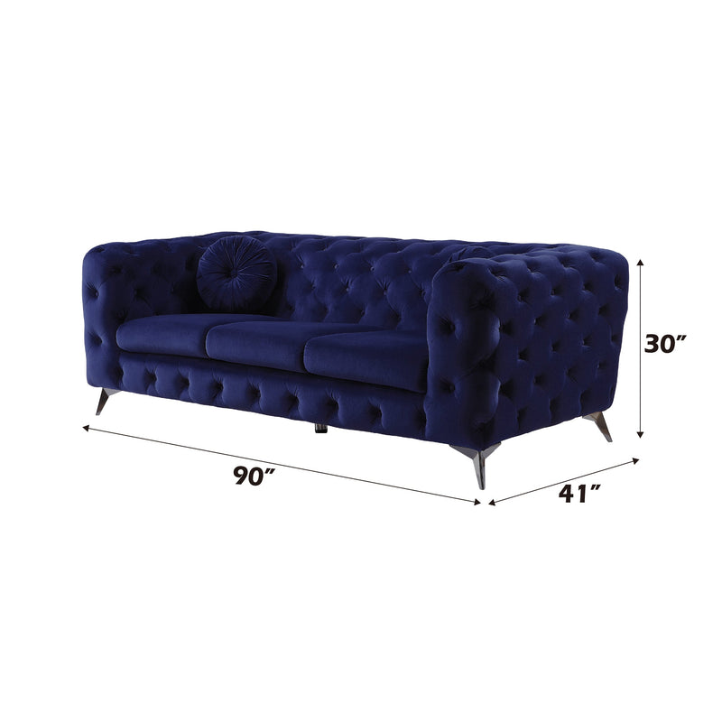 Atronia Blue Velvet Sofa, photo 2 of 5