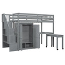 Loft Bed With Stairs, Bookshelf, Drawers, Desk & Wardrobe, Space Saving Multifunctional Furniture by HouseOfZazla