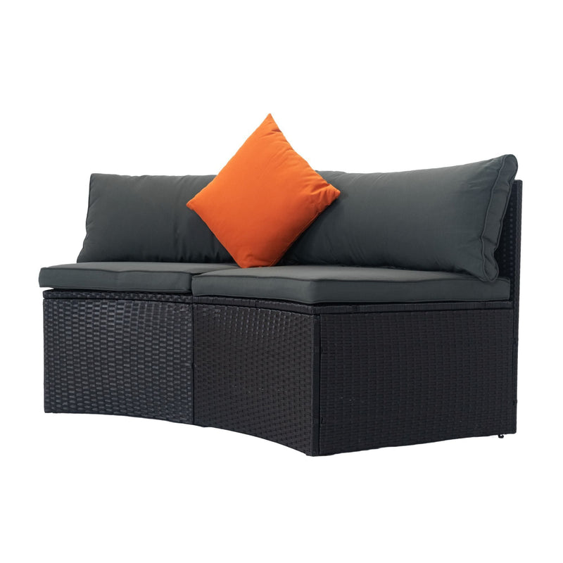 Walker Edison | Wicker Outdoor Sectional 6 Piece Patio Set with Storage and Pillows