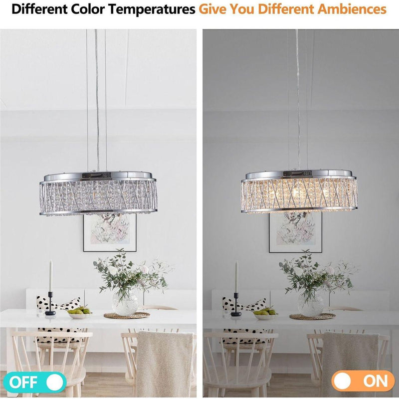 Modern Crystal Chandelier 18.9 Inches Aluminum+Iron Round Ceiling Light Flush Mount Ceiling Light Fixture for kitchen Island Dining Bedrooms and Hallway