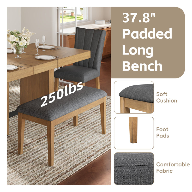 TOPMAX Farmhouse Extendable Wood Dining Table Set for 6, photo 10 of 10
