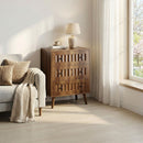 3 Drawer Dresser, Storage Cabinet With Vertical Grooves For Bedroom - Walnut by HouseOfZazla
