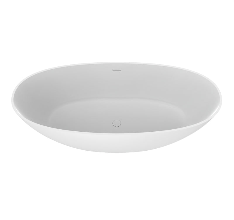 70.87 Inch Freestanding Solid Surface Soaking Bathtub, photo 9 of 10