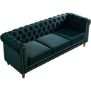 Chesterfield Velvet Sofa 84.65 inch for Living Room GREEN Color