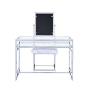 Carenze II - Vanity Set - White Faux Fur & Chrome