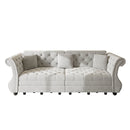 Oversized Chesterfield Pull Out Sofa Bed, Roll Arm Couch With Flower Tufting For Living Room