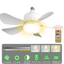 Socket Fan Light 12W Ceiling Fan with Lights Dimmable LED Ceiling Fan with 3 Fan Speed Stepless Brightness and Color Temperature Smart Timer Remote Co