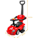 Ride on Push Car 4-Wheel Children Sliding Push Car W/ Colorful Flashing Light Music Handrail Guardrail Push Rod